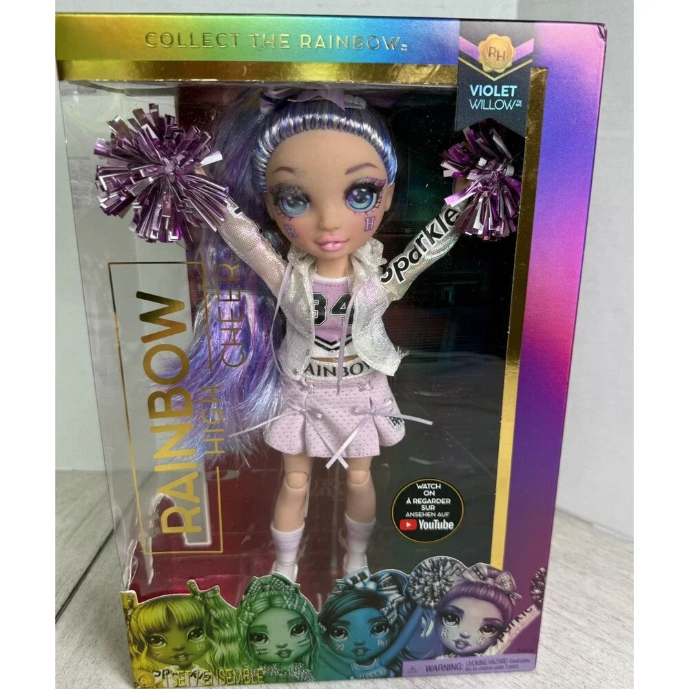 Rainbow High Violet Willow Glam Cheerleader Purple Fashion Doll 10” Brand New